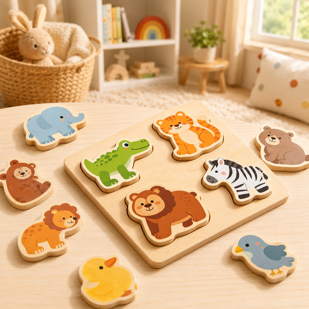Toddler Animal Recognition Wooden Puzzle