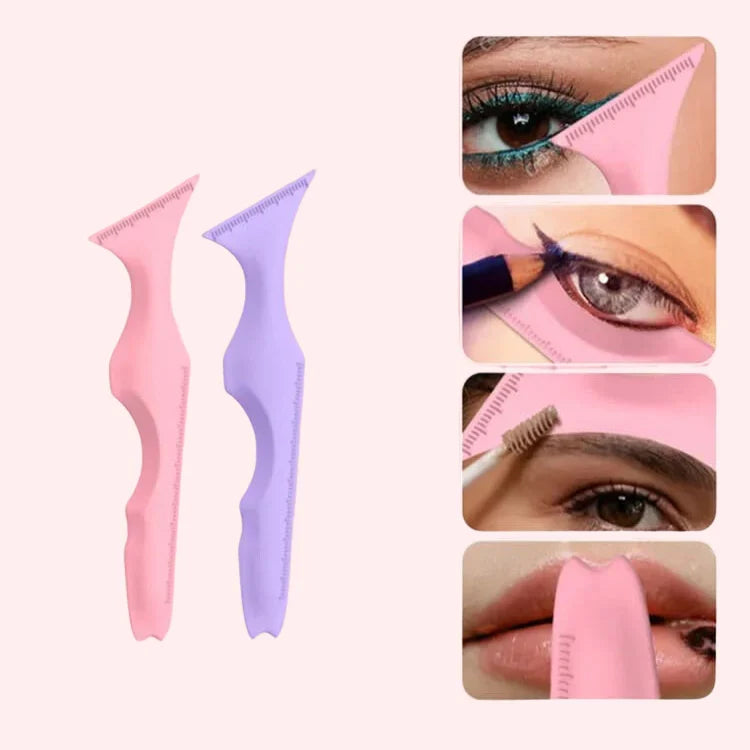 Pink 5-in-1 silicone eyeliner makeup stencil – view 2