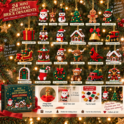 𝐁i𝐥𝐥𝐡𝐨𝐥®📆 24-Day Mini LEGO Christmas Brick Ornament Advent Calendar – 24 Unique Buildable Holiday Models