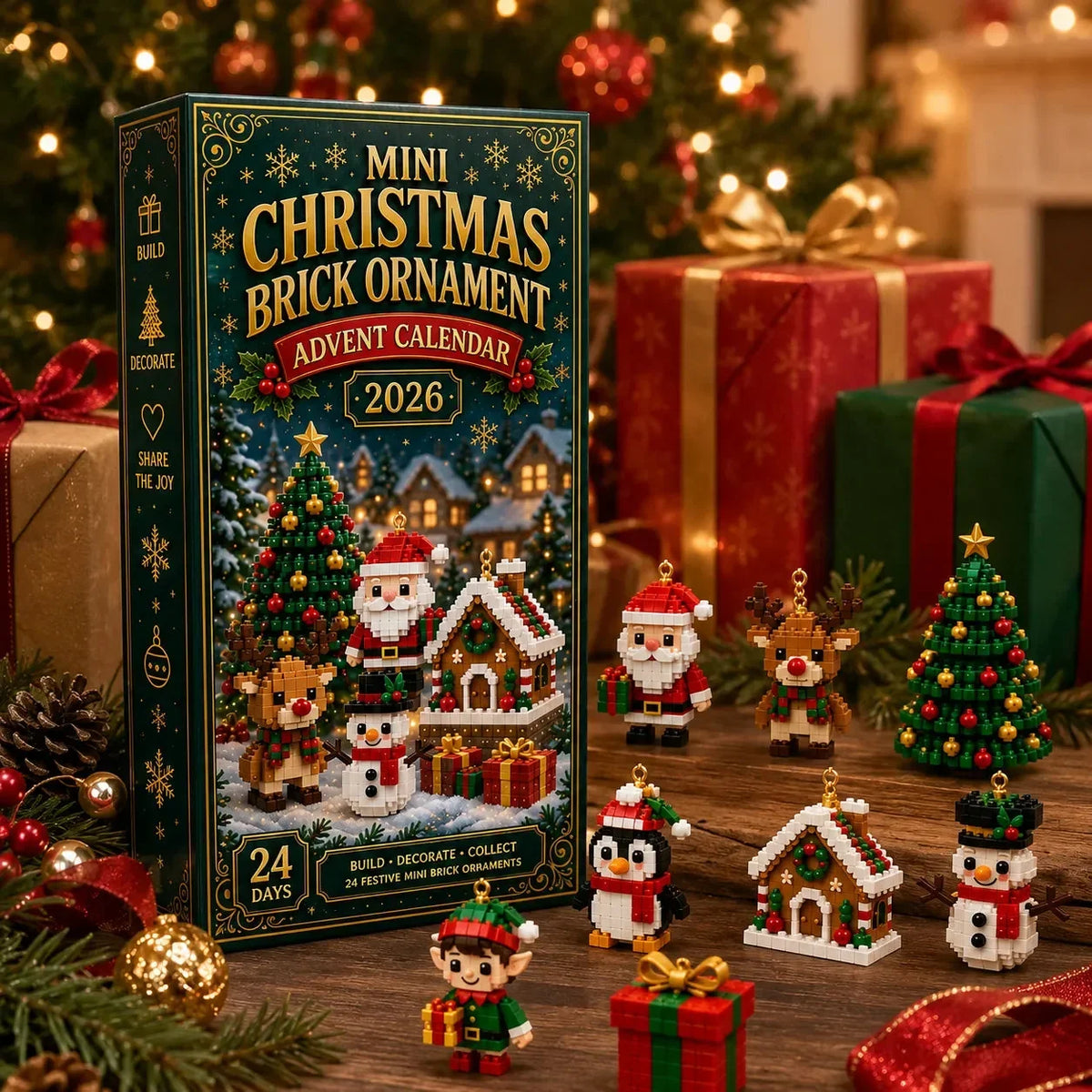 𝐁i𝐥𝐥𝐡𝐨𝐥®📆 24-Day Mini LEGO Christmas Brick Ornament Advent Calendar – 24 Unique Buildable Holiday Models