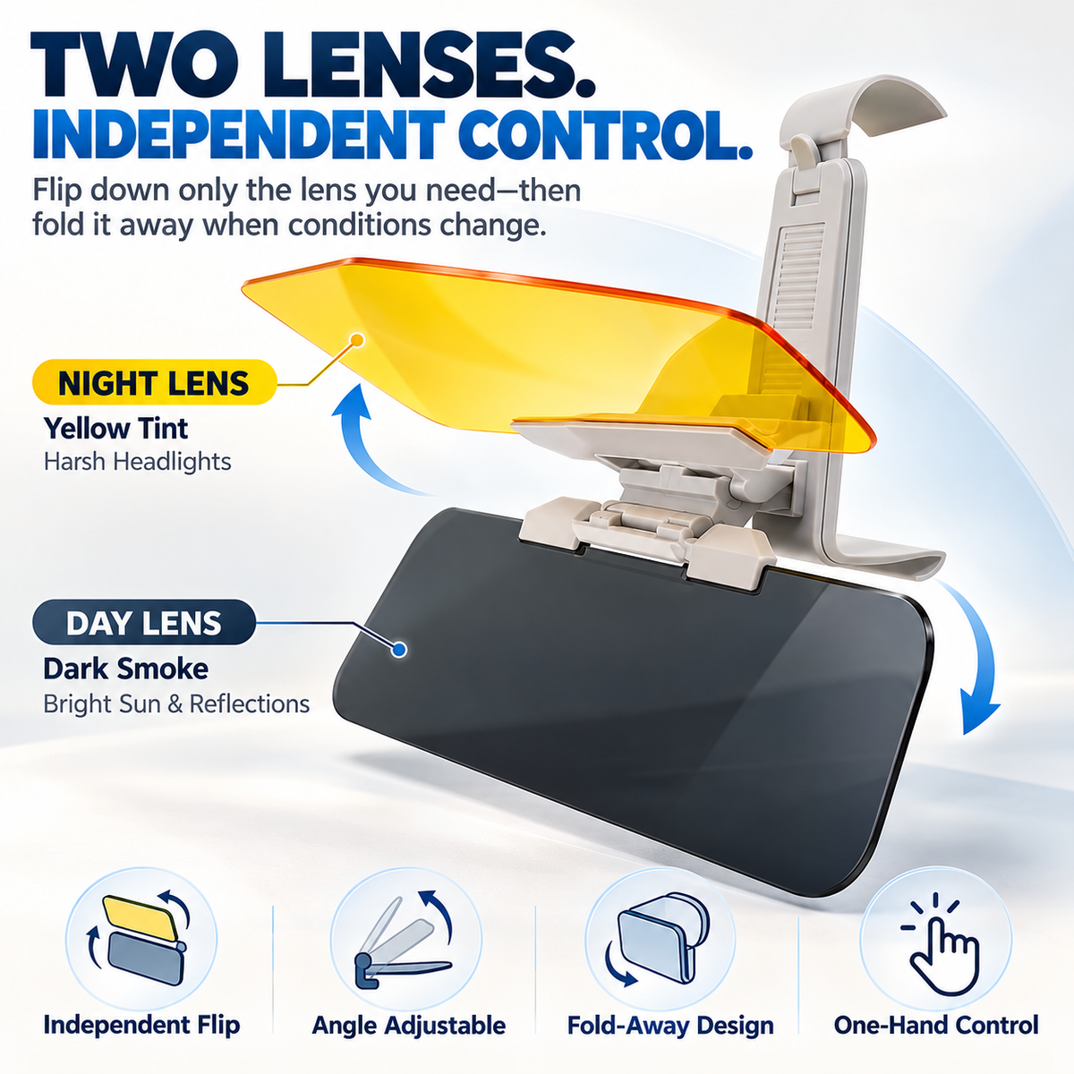 𝐁i𝐥𝐥𝐡𝐨𝐥®🌙 2-in-1 Day & Night Anti-Glare Car Visor Extender – Adjustable Dual-Lens Driving Shield