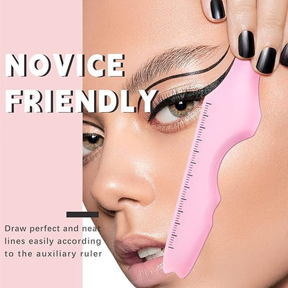 Pink 5-in-1 silicone eyeliner makeup stencil – view 1