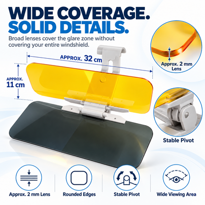 𝐁i𝐥𝐥𝐡𝐨𝐥®🌙 2-in-1 Day & Night Anti-Glare Car Visor Extender – Adjustable Dual-Lens Driving Shield