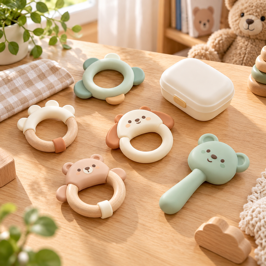 Baby Rattle Teether Set, Newborn Grasp Toy