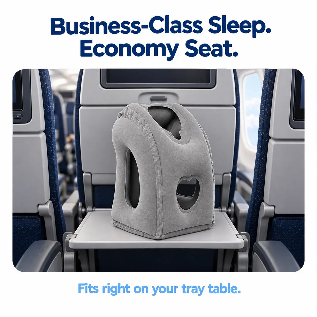 𝐁i𝐥𝐥𝐡𝐨𝐥®🛒 Inflatable Airplane Sleep Pillow – 45° Support, Soft Flocking & Compact Storage
