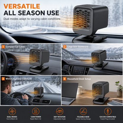 Portable Foldable Car and Defroster 12V 24V Square Electric Windshield Demister Fan